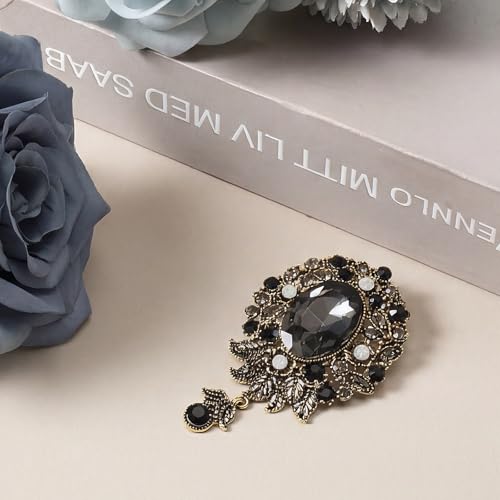 Image of Vintage Teardrop Rhinestone Brooch Crystal Diamond Wedding Brooches and Pins Flower Badge Boutonniere Corsage for Women