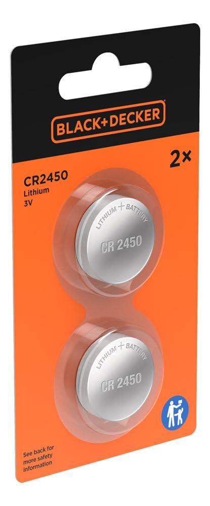 BLACK+DECKER Lithium CR2450 Knopfzellen, 480 Stück (240 x 2er-Pack), 3 V, kindersichere Verpackung, Großpackung