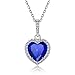Produktbild ChicSilver 925 Damenkette Anhängerkette mit Herz Kristallen, Geburtsstein, 12 Monate Geburtstagsserie Sept. Blue Sapphire