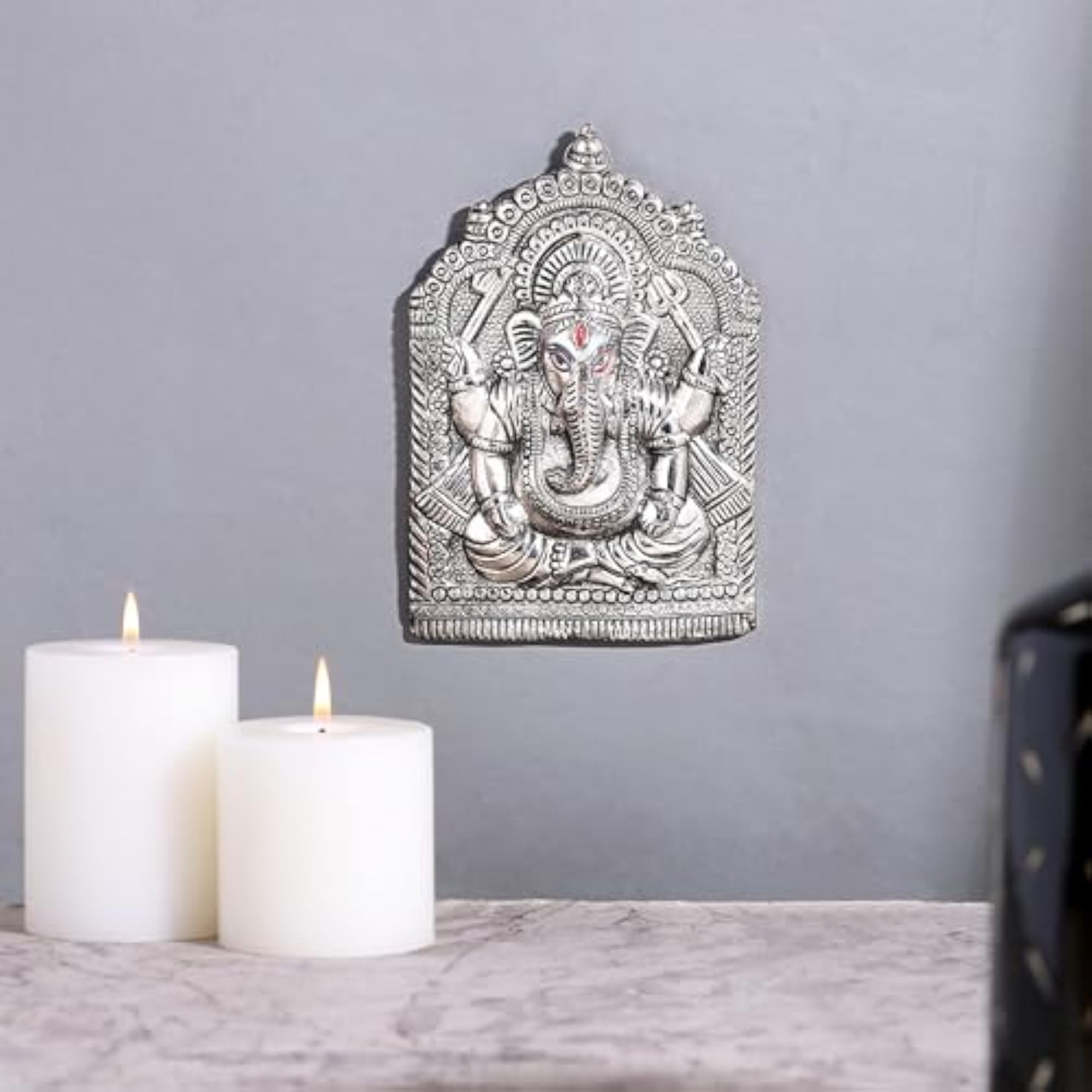 Aluminium Ganesh Mask Hand Painted Decoration