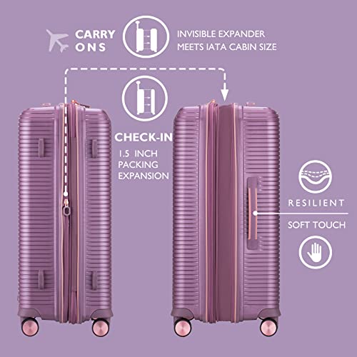Verage 3 piece Luggage Sets,Expandable Hardside Suitcase with Spinner Wheels Luggage for Travel,TSA Approved (20/24/28-Inch,Purple) - Image 4