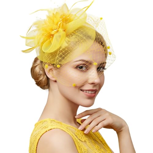 Image of DRESHOW Women Fascinator Hats Tea Party Hat Vintage Pillbox Hat Headband for Cocktail