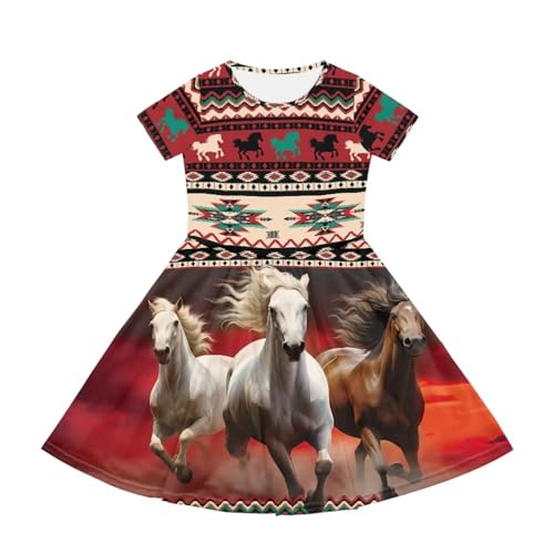 Girls Party Dresses Summer Flower Dresses for Kids Beach Party Dress Children Casual Short Sleeve Skater Dress