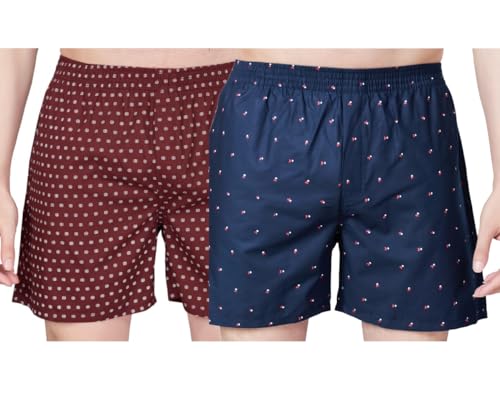 Image of Men's Cotton Printed Regular Fit Boxer Shorts | Soft & Breathable Innerwear | Comfortable Boxers | Lightweight & Stylish Nightwear