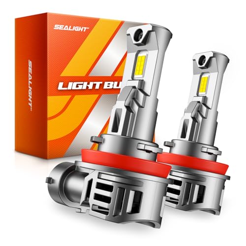 Image of SEALIGHT H11 /H9 /H16 LED Light Bulbs, 50000LM 1000% Ultra Bright 6500K Cool White, Real 1:1 Halogen Mini Size, 60000+ Hours Lifespan Plug-N-Play Fog Lights, Pack of 2
