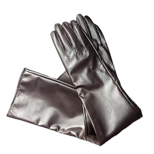 Guantes de piel auténtica unisex largos de vacuno fetal suaves marrón XL