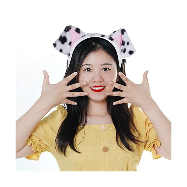 Jmkcoz dalmatian dog ears headband puppy ears headband animal headwear kids dog costume for halloween dress up carnival cosplay party - image 8