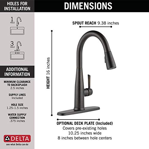 Image of Delta Essa Oil Rubbed Bronze Touch Kitchen Faucet with Pull Down Sprayer, Modern Single Hole Touch On Kitchen Sink Faucet, Single Handle, Venetian Bronze 9113T-RB-DST