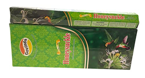 Govinda Incense - 120 Incense Sticks, Premium Incense, Masala Coated (Honeysuckle) #TOP3