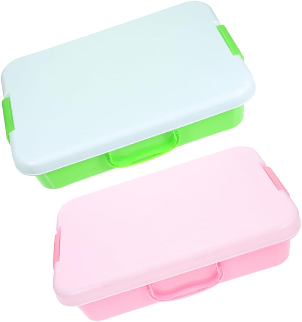 TOYANDONA 2pcs Portable Sandbox Storage Container with Lid Handle Stackable Play Tray for Crafts Sand Safe Material for Indoor Outdoor Fun