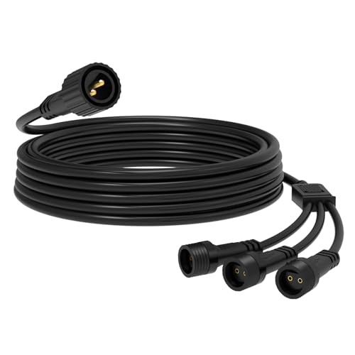 Joolivo Outdoor Light Extension Cable, 5M/16.4FT 2 Pin Black Extension Lead, IP65 Waterproof for Outdoor Festoon Lights, G40, Net, Icicle, Christmas Lights