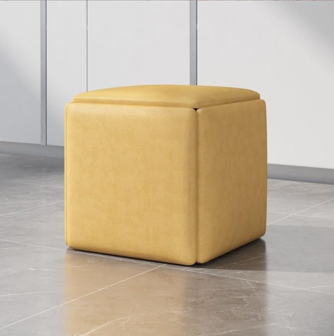Tabouret ottoman gigogne 5 en 1 empilable et mobile avec roulettes pivotantes