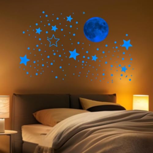 Set de 5 adhesivos luminosos de pared estrellas y luna miniatura 4
