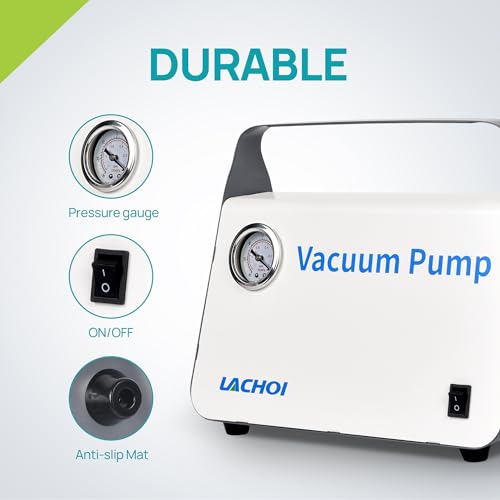Lachoi Lab Vacuum Pump Portable Oilless Diaphragm Vacuum Filtration 15L/Min Flow Rate Oill Free Vacuum Positive And Negative Pressure For Laboratory With Rubber Tube thumb #4
