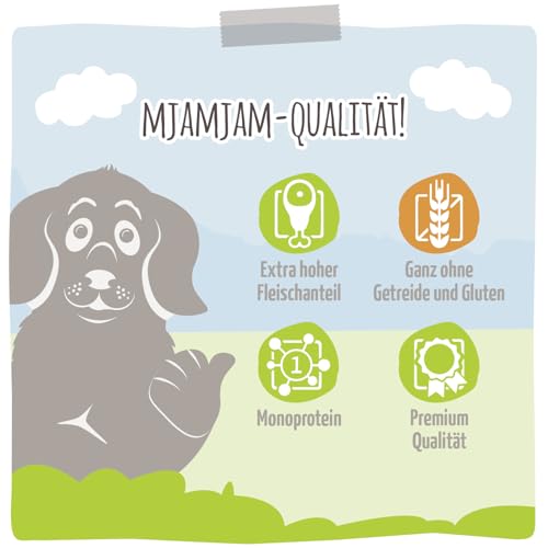 MjAMjAM - Premium Nassfutter für Hunde - köstliches Pferd an gedämpften Kürbis, 6er Pack (6 x 800g), getreidefrei mit extra viel Fleisch