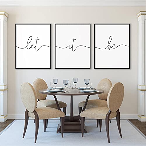 3 Pieces Let it Be Posters Prints Inspirational Quote Wall Art Ca...