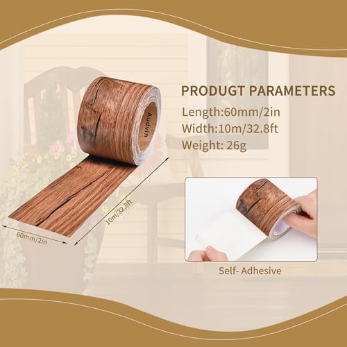 Audvln Wood Grain Repair Tape, 2" x 32ft Self Adhesive Tape for Furniture, Flooring, Cabinets, Doors, Windows, DIY Crafts - Durable, Easy to Use for Seamless Repairs