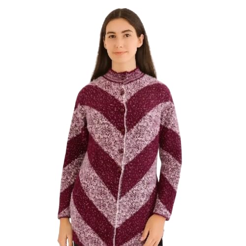 Women's Long Woolen Cardigan | Winter wear Button Front Sweater | Chevron Pattern Knitted Cardigan for Women-image-48