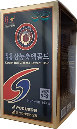 Pocheon 240G(8.5Oz), 100% Pure Korean 6Years Root Panax Red Ginseng Extract Gold, Top Ginsenoside, Saponin, Ginseng Herbal Supplement, Natural Immune Support #TOP2