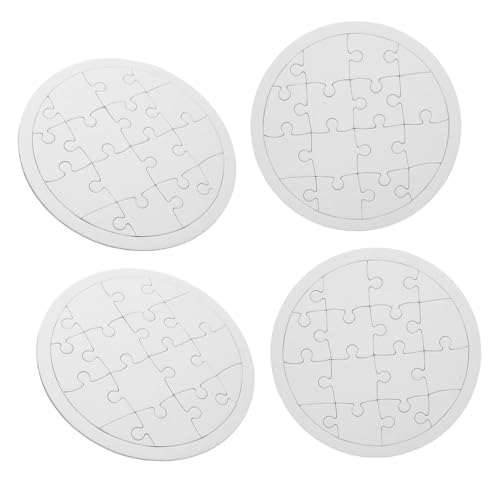 ifundom 4シーツ枚用 子供向け空ジグソーパズル 丸型 塗り絵 お絵かきに 創造力 集中力アップ 工作用素材クラフト用品