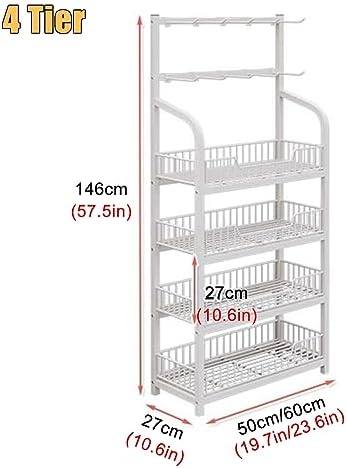 5 Shelf Floorstanding Display Stand for Snacks, Beverages, Toys, Fruits - Commercial Supermarket & Pharmacy Storage Rack, White, 50x27 cm, Ideal for Home Kitchen Organization