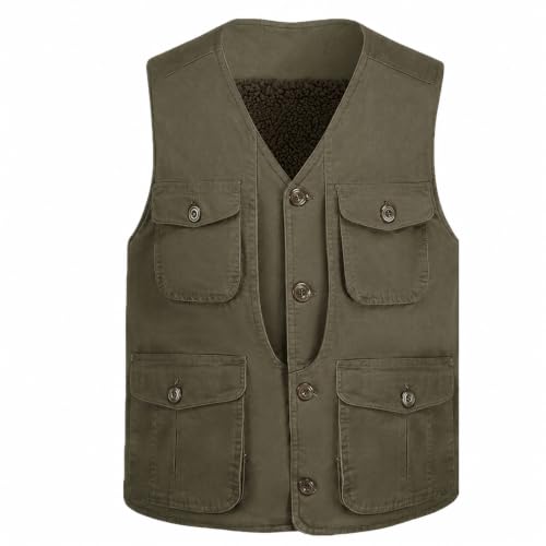 Chaleco de algodón grueso para hombre con forro polar y botones 4