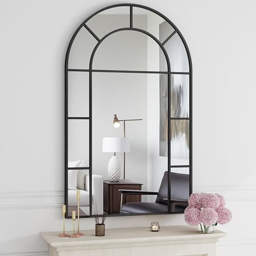 Bathroom Mirror, 32×48 Arched Wall Mirrors, Black Wall-Mounted Mirrors, Bathroom Vanity Mirror for Over Sink, Bathroom, Living Room, Bedroom, Entryway