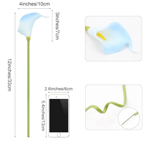 Image of SITUMEIZI 24 Pcs Light Blue Fake Flowers Artificial Calla Lily