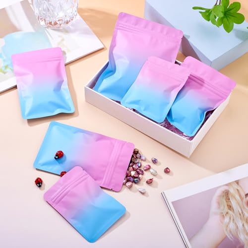 FASHEWELRY 100 Pcs Sealed Zip Lock Bags Gradient Rectangle Plastic Storage Bags Small Zipper Baggies for Storage Jewelry, Small Bussiness Packaging Supplies (Pearl Pink) - Thumbnail 4