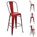 Produktbild Mendler 4X Barhocker HWC-A73, Barstuhl Tresenhocker mit Lehne, Metall Industriedesign ~ rot