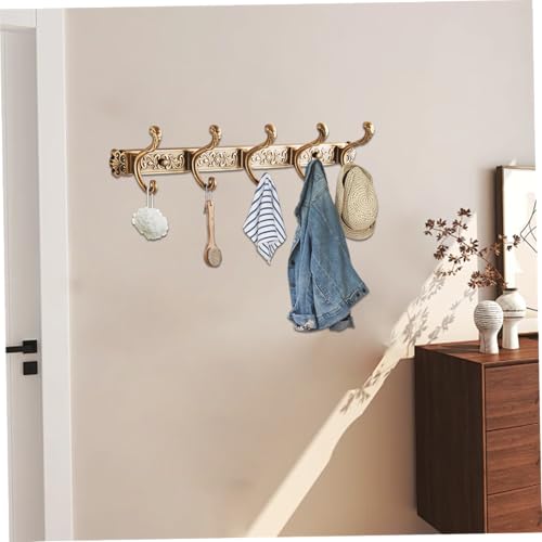 Perchero vintage de pared en aleación de aluminio acabado bronce marrón con 5 colgadores dobles 3