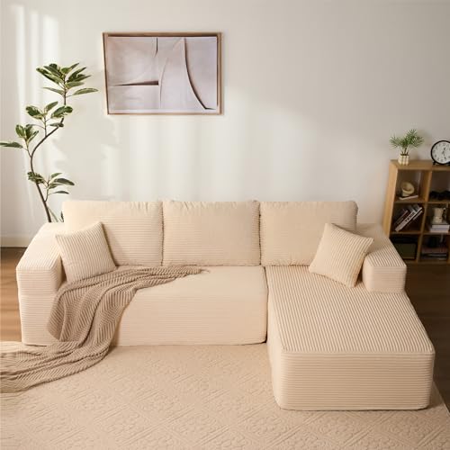 Litbird 272 cm Canapé d'angle en Forme de L avec Fonction Couchage - Canapé modulaire avec...