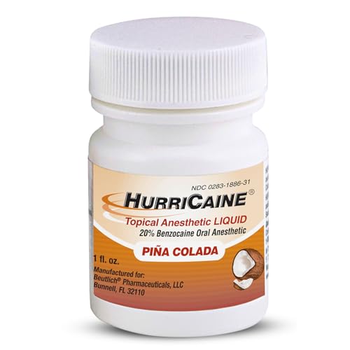 Hurricaine Topical Anesthetic Liquid - Oral Anesthetic with Fast-Acting 20% Benzocaine - Precision Liquid Formula for Targeted Oral Use - Dentist-Trusted OTC Formula - Pina Colada Flavor