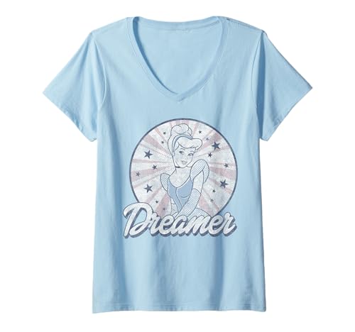 T-shirt Cendrillon femme col V haut coton imprimé princesse Disney