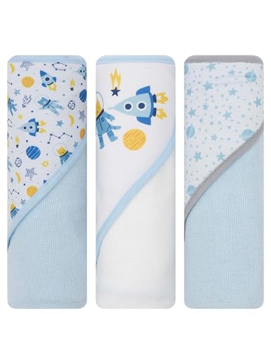 Image of Hooded Baby Towels 3-Pack - Soft Baby Bath Towels with Hood for Newborns & Toddlers, Baby Hooded Towel Set, 30 inch x 26 inch (Moon Bear)