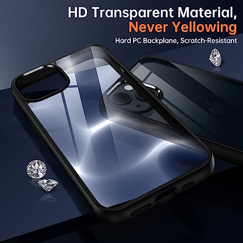 Supdeal Shockproof Clear Case for iPhone 13, [Not Yellowing] [10FT Military Drop Protection] Hard Clear Back Four Corner Airbags Drop Protection Phone Cover, 6.1 inch, Black by Supdeal - Image 4