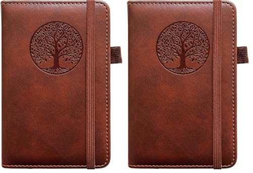 Image of Small Pocket Notebook, Leather Journal Mini (Brown) (Pack of 2)