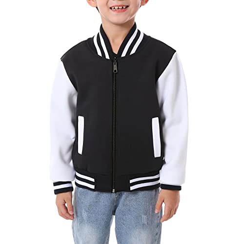 babyhealthy Boys Varsity Jacket Full Zip Up Bomber Jacket Casual Sport Cardigan Sweatshirt Girls 2-13 Year3