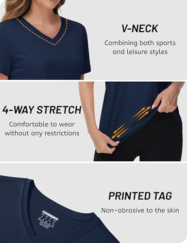 TACVASEN Workout Tops for Women UPF 50+ Sun Protection V-Neck T Shirts Short Sleeve Quick Dry Athletic Running Shirts4