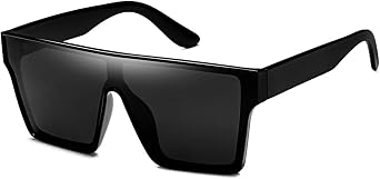 Oversized UV400 Designer Polarized Sunglasses for Men Women Large Flat Square Trendy Mirrored Shades