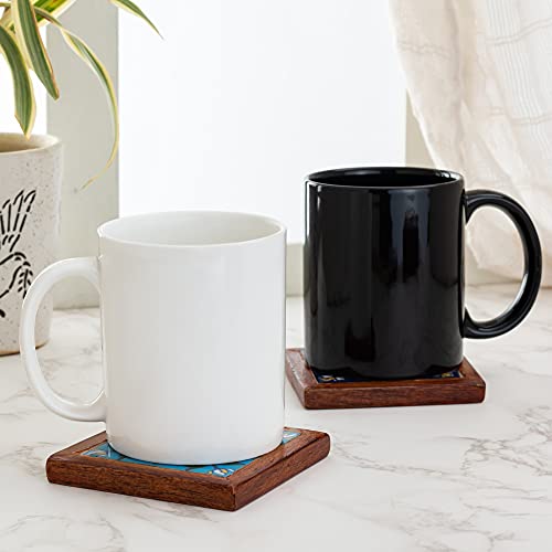 Image of Clay Craft Fine Ceramic Plain Solid Color Milk Mug 350 ml Best for Office and Home, Gifted to Mother, Father, Sister, Brother, Friends and Family (Black+White, 2)