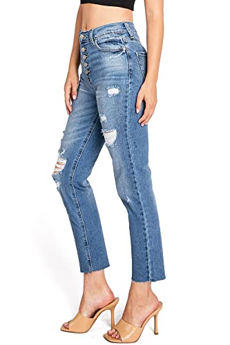 Celebrity Pink Regeneration Women's Juniors High Rise Straight Leg Mom Jeans3