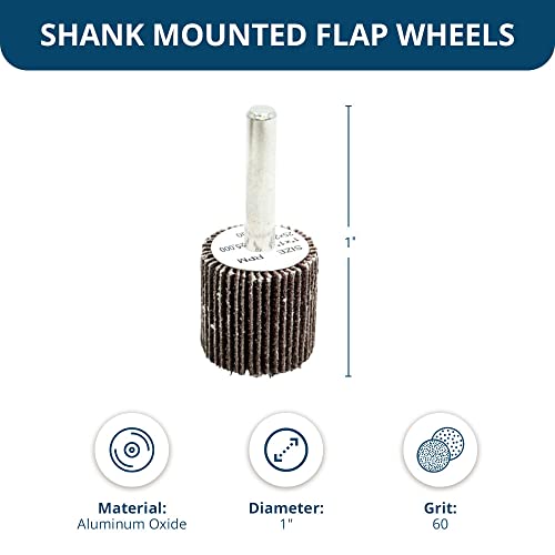 Benchmark Abrasives Aluminum Oxide 1 Inch Flap Wheel - 1” Length 1/4" Shank Mounted Sander for Deburring, Sanding, Grinding, Paint Removal - Polishing Wheel for Drill & Grinder (10 Pack) - 60 Grit by Benchmark Abrasives - Image 5