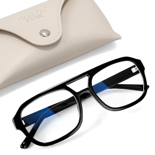 Image of Madison Avenue Retro Aviator Blue Light Glasses for Women Men