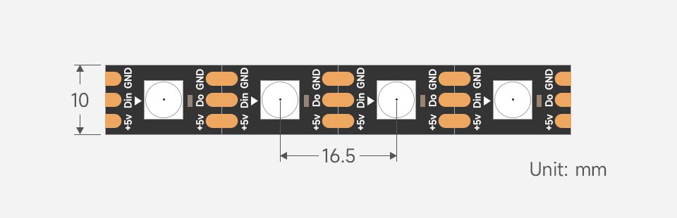 Tira LED RGB Digital WS2812B 60 LEDs/m Impermeable miniatura 6