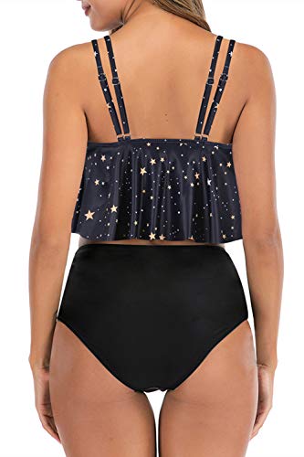 Image of Women High Waisted Bikini Swimsuit Flounce Vintage 2 Piece Bathing Suits