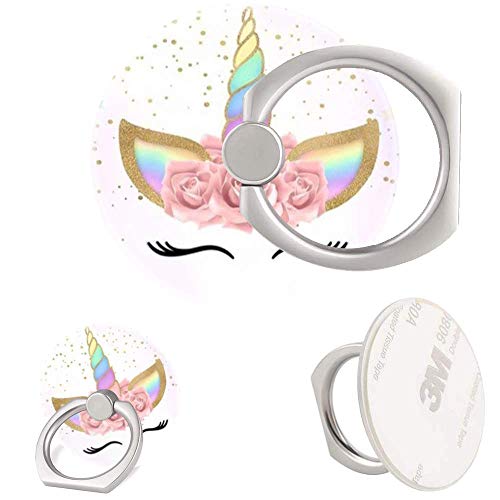 Zopicch (3 Pack) Mobile Phone Ring Holder Finger Grip,Pink Rose Gold Flower Unicorn Cell Phone Stand Collapsible Kickstand Compatible With All Smartphone #TOP1