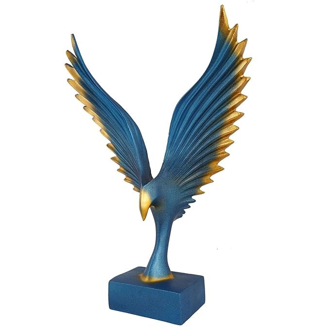 Image of Eagle Wing Figurines Sculptures Home Decor Showpiece Feng Shui Vastu Eagle Wing Statue for Home Decorative Showpiece(Blue)