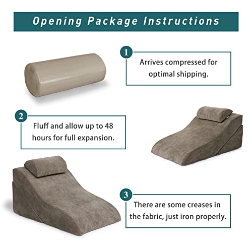 Baibu Bed Wedge Pillow Set Foam | Adjustable Pillows For Back, Leg And Knee Pain Relief | Post Surgery Ortho Pillow – Anti Snoring, Heartburn, Acid Reflux & Gred (Brown) #TOP5