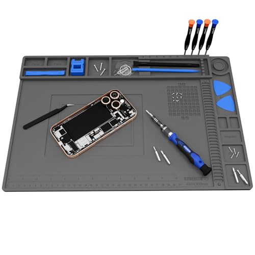 STREBITO Soldering Mat Electronics Repair Mat, Solder Pad Heat Resistant 932°F, Magnetic Work Mat Silicone Pad for Soldering, Computer, Laptop, Cell Phone, RC, Watch, Gun, Size 17.7